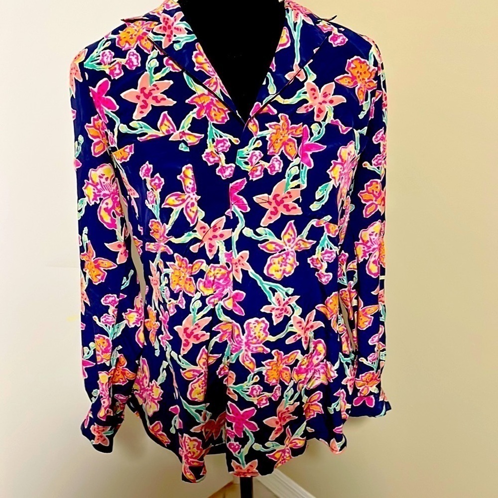 Lilly Pulitzer Silk Boston Top Proper Social Size Small